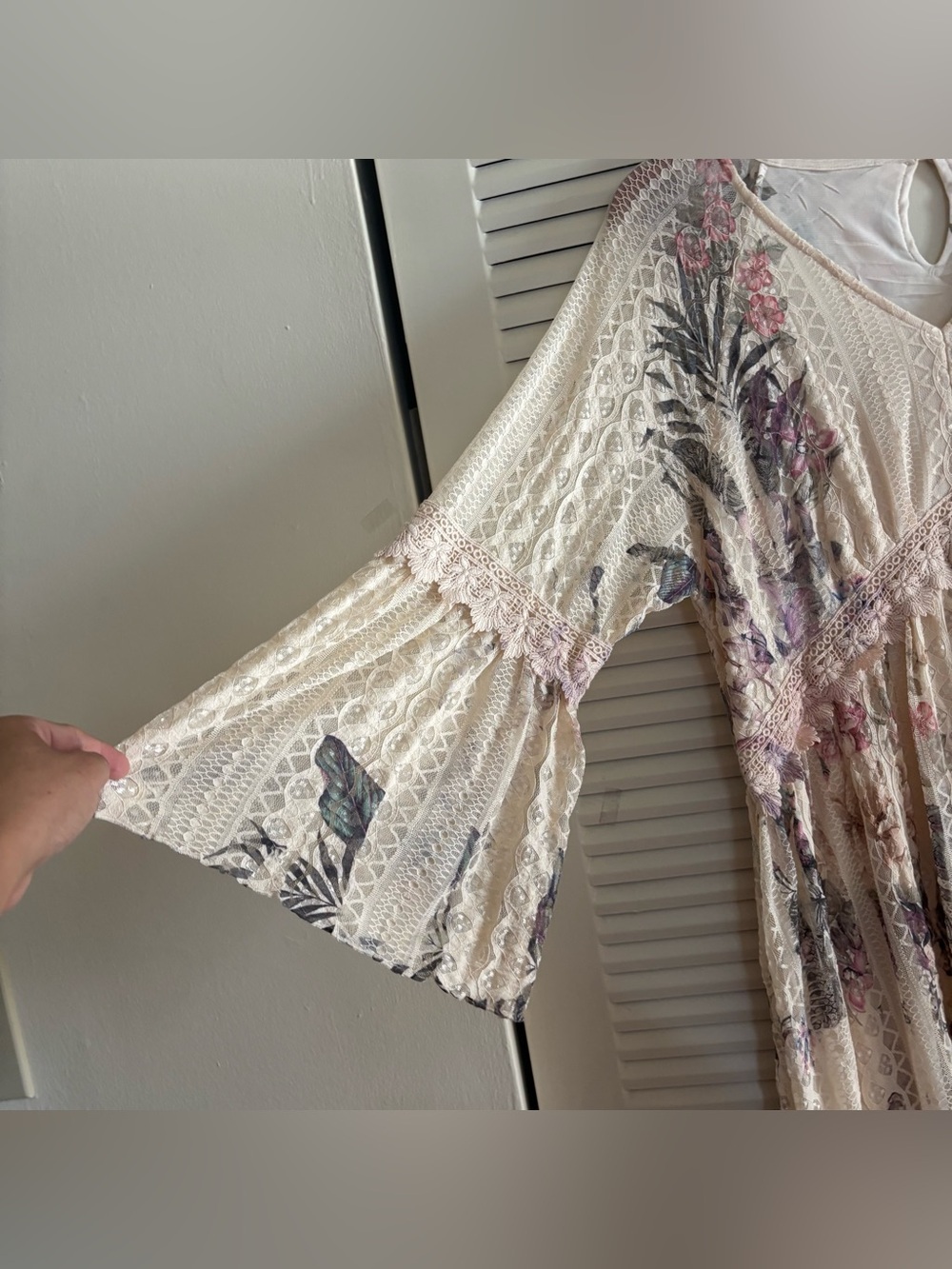 ORIGAMI all LACE lined BOHEMIAN WESTERN Maxi Dress Size XL gypsy shabby chic - Picture 6 of 16